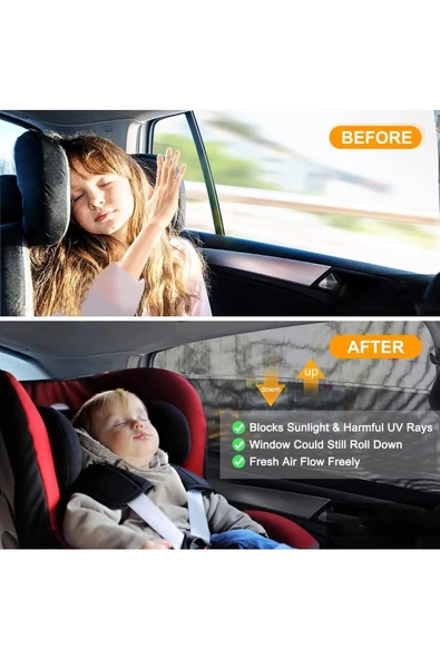 2 Adet Araba Yan Cam Güneşlik Perde Araç Arka Yan Cam Perdesi - 2