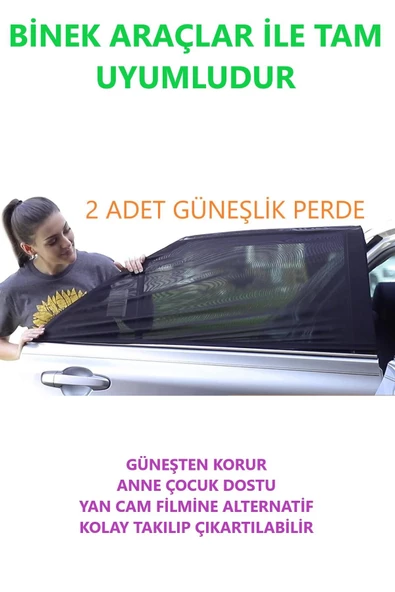 2 Adet Araba Yan Cam Güneşlik Perde Araç Arka Yan Cam Perdesi