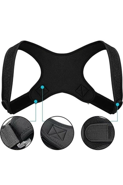 Unisex Siyah Yeni Nesil Dik Duruş Korsesi Kamburluk Önleyici Terletmez Korse Çapraz Korse - Resim 3