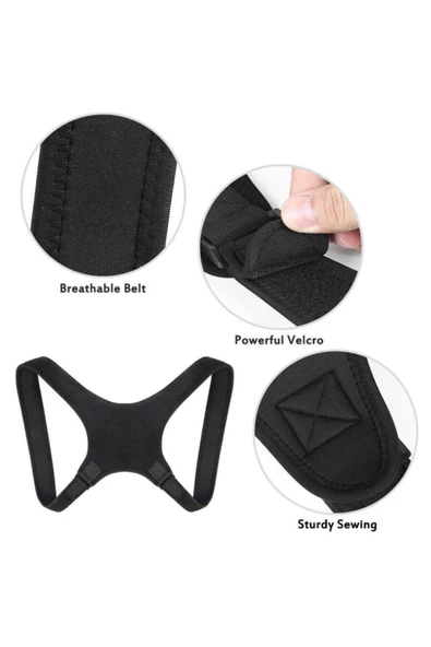 Unisex Siyah Ortopedik Dik Duruş Korsesi - Resim 3