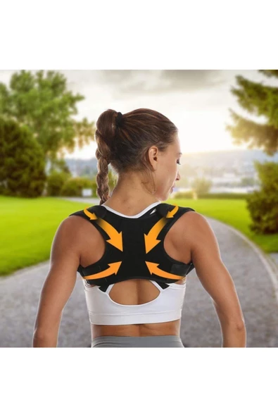 Unisex Siyah Ortopedik Dik Duruş Korsesi - Resim 3
