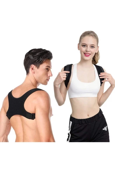 Unisex Siyah Ortopedik Dik Duruş Korsesi