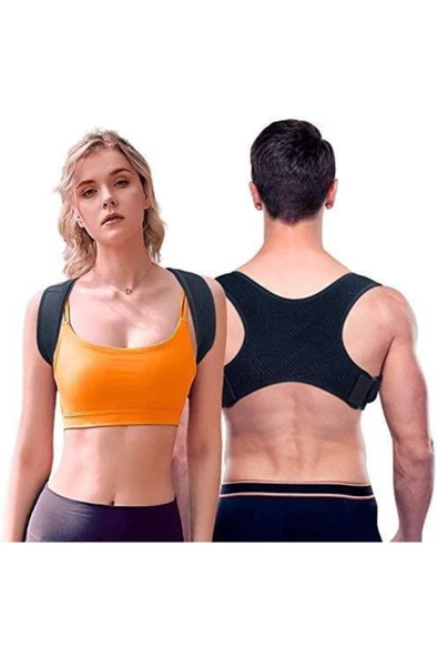 Unisex Siyah Ortopedik Dik Duruş Korsesi Bel Sırt Omuz Kamburluk Korsesi - 2