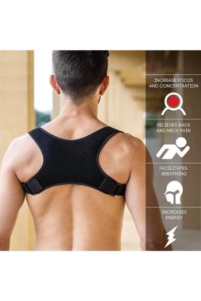 Unisex Siyah Ortopedik Dik Duruş Korsesi - 5