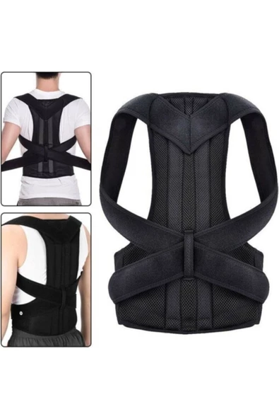 Inndream Unisex Siyah Çift Balenli Duruş Düzeltici Bel Sırt Omuz Destekleyici Korse - Resim 5