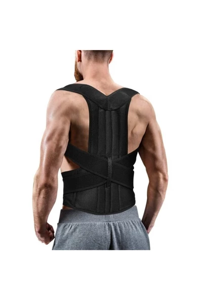 Inndream Unisex Siyah Çift Balenli Duruş Düzeltici Bel Sırt Omuz Destekleyici Korse ürün görseli 1