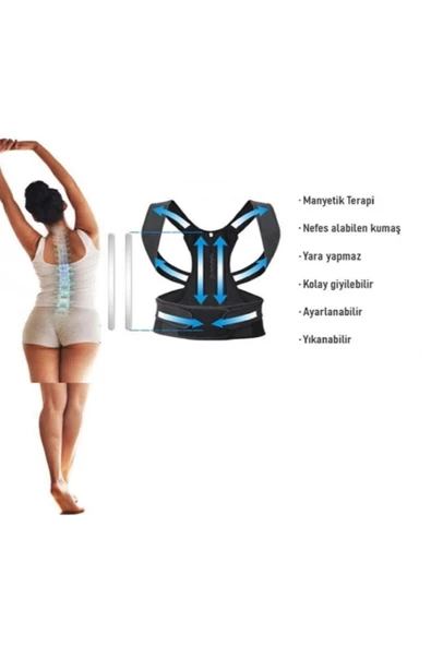 Çift Balenli Bel Ve Sırt Korsesi Dik Durus Spor Bel Sırt Omuz Kambur Önleyici Korse - Resim 2