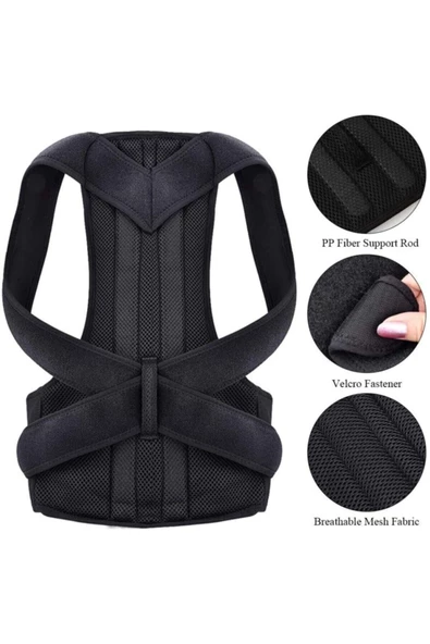 Çift Balenli Dik Duruş Korsesi Spor Bel Sırt Omuz Kamburluk Önleyici Korse - Resim 2
