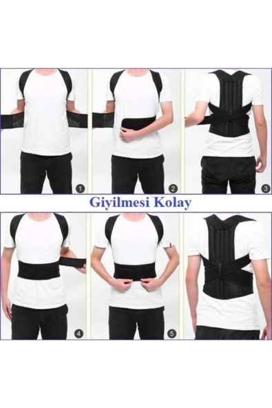 Çift Balenli Dik Duruş Korsesi Spor Bel Sırt Omuz Kamburluk Önleyici Korse - 3