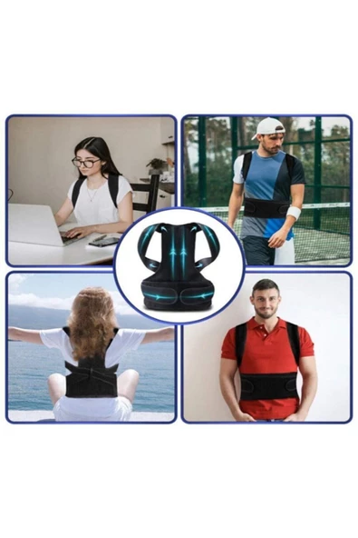 Unisex Balenli Dik Durmayı Sağlayan Sırt Bel Korsesi Kamburluk Önleyici Dik Duruş Korsesi - Resim 4