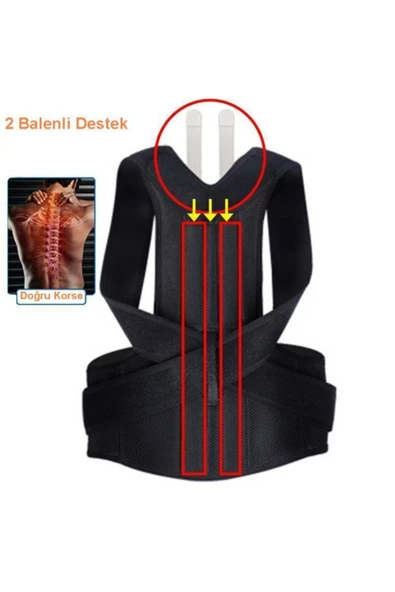 Çift Balenli Bel Ve Sırt Korsesi Dik Duruş Spor Bel Sırt Omuz Kamburluk Önleyici Korse - 3