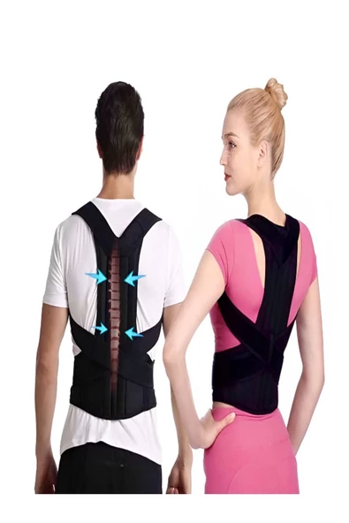 Çift Balenli Dik Durmayı Sağlayan Sırt Omuz Bel Korsesi Unisex Kamburluk Önleyici Dik Duruş Korsesi - Resim 3