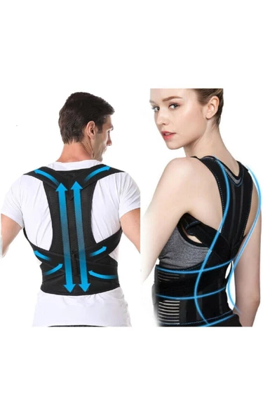 Unisex Siyah Çift Balenli Dik Duruş Kamburluk Önleyici Ortopedik Bel Sırt Omuz Korsesi - Resim 5