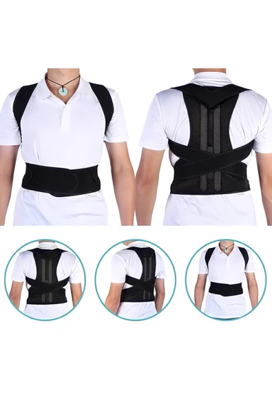 Dik Duruş Korsesi Unisex Siyah Dik Durmak Için Kamburluk Medikal Önleyici Ortopedik Sırt Korse - Resim 4