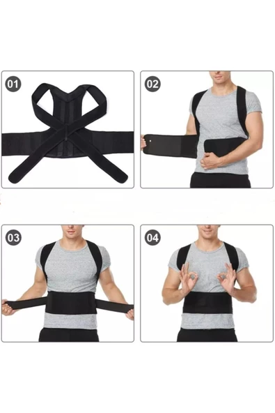 Dik Duruş Korsesi Unisex Siyah Dik Durmak Için Kamburluk Medikal Önleyici Ortopedik Sırt Korse - Resim 8