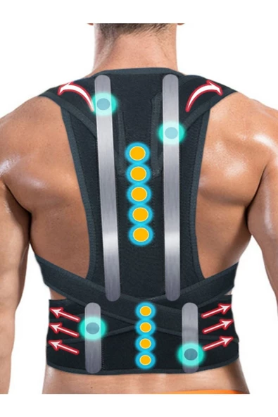 Kadın-erkek Siyah Çift Balenli Manyetik Ortopedik Korse - Resim 2