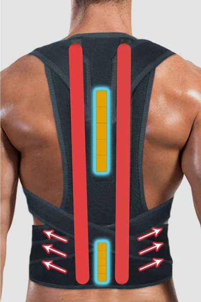 Ortopedik Dik Duruş Korsesi Balenli Manyetik Kamburluk Önleyici Korse Erkek Sırt Korsesi - Resim 5