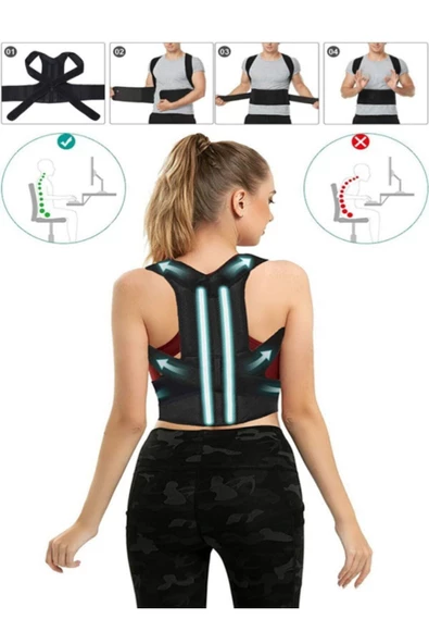 Ortopedik Dik Duruş Korsesi Kamburluk Önleyici Unisex Balenli Manyetik Korse - Resim 3