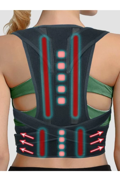 Kamburluk Önleyici Balenli Manyetik Ayarlanabilir Sırt Dik Duruş Korsesi - Resim 2