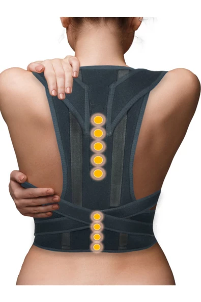 Yenilikçi Tasarım Unisex Siyah Balenli Manyetik Duruş Düzeltici Dik Duruş Korsesi - Resim 2