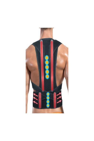 Kadın Erkek Siyah Çift Balenli Manyetik Ortopedik Korse - Resim 2