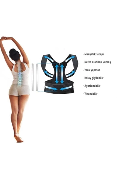 Ortopedik Dik Duruş Korsesi Kamburluk Önleyici Unisex Balenli Manyetik Korse - 2