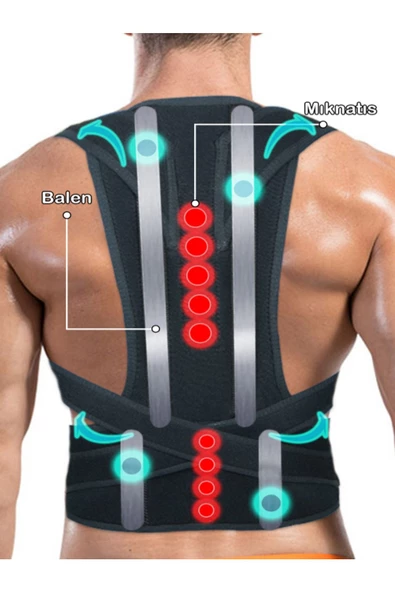 Yenilikçi Tasarım Unisex Siyah Balenli Manyetik Duruş Düzeltici Dik Duruş Korsesi - Resim 5