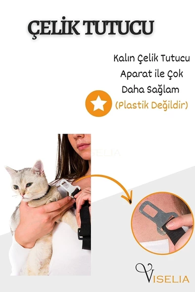 Evcil Hayvan Araç Emniyet Kemeri Kedi Köpek Araba Oto Tasması Oto Aksesuarları Siyah - 4