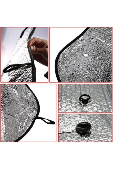 Katlanabilir Parlak Oto Araba Ön Cam Güneşlik 130 Cm X 60 Cm - 4