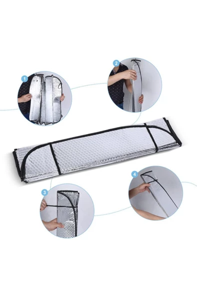 Katlanabilir Parlak Oto Araba Ön Cam Güneşlik 130 Cm X 60 Cm - Resim 3
