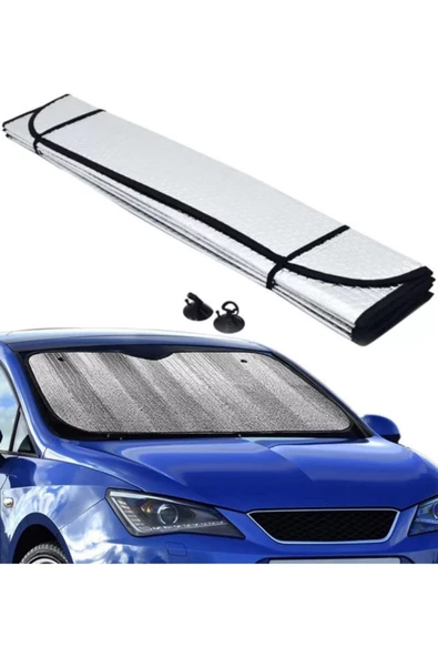 Katlanabilir Parlak Oto Araba Ön Cam Güneşlik 130 Cm X 60 Cm - Resim 4