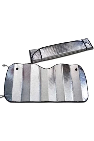 Araba Ön Cam Güneşliği Balonlu Metalize Parlak Alüminyum Katlanabilir Oto Güneşlik 130x60 cm Uyumlu - 3