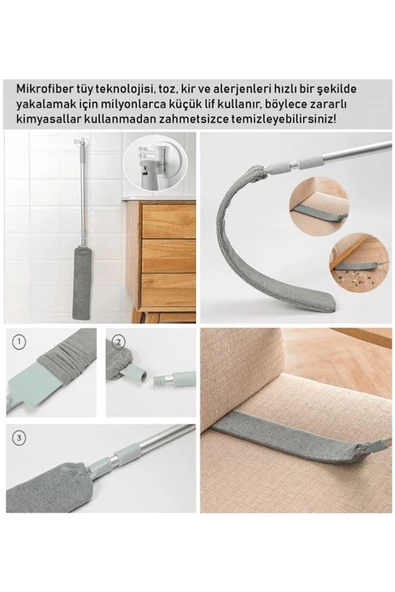 Portatif Toz Temizleyici Toz Giderme Ev Temizlik Araçları Yatak Alt Boşluk Toz Toplayıcı Paspas - 3