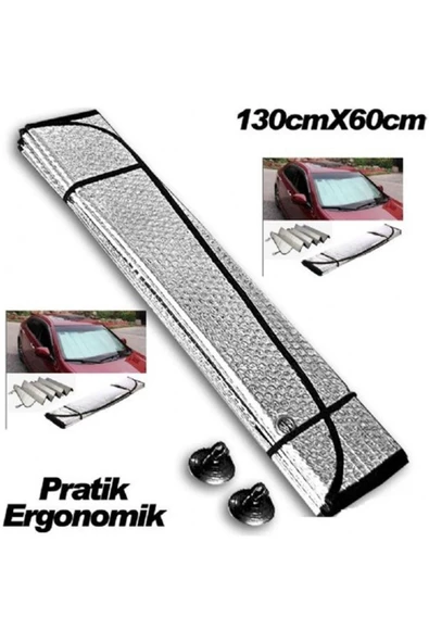 Katlanabilir Parlak Oto Araba Ön Cam Güneşlik 130 Cm X 60 Cm - Resim 3