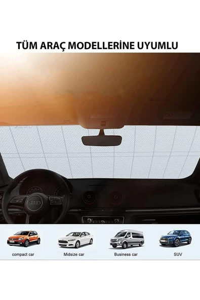 Araba Ön Cam Güneşliği Balonlu Metalize Parlak Alüminyum Katlanabilir Katlanabilir Ön Cam Güneşlik - Resim 2