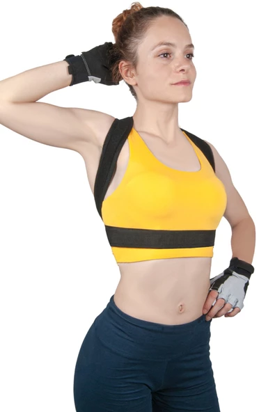 Unisex Siyah Balenli Medikal Korse