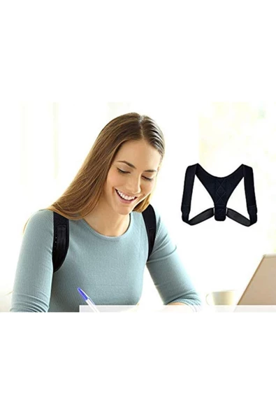 Deri Desenli Erkek Sırt Korsesi Kemeri Spor Korse Dik Duruş ve Omuz Tutuş Destekli Korse - Resim 7