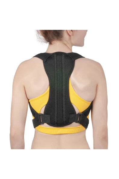 Unisex Siyah Balenli Medikal Korse Ortopedik Kamburluk Önleyici Sırt Dik Duruş Korsesi - Resim 4