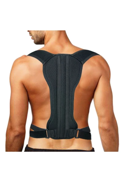 Unisex Siyah Balenli Medikal Korse Ortopedik Kamburluk Önleyici Sırt Dik Duruş Korsesi ürün görseli 1