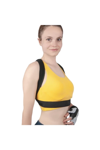 Luxury Kamburluk Önleyici Sırt Dik Duruş Korsesi Unisex Siyah Medikal Korse Ortopedik - Resim 4