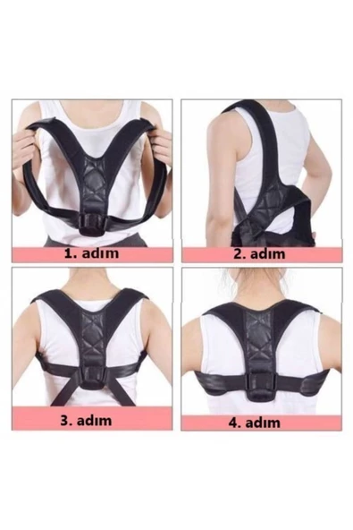 Deri Desenli Erkek Sırt Korsesi Kemeri Spor Korse Dik Duruş ve Omuz Tutuş Destekli Korse - Resim 6