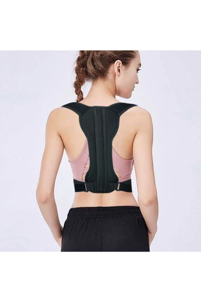 Yeni Nesil Kamburluk Önleyici Sırt Dik Duruş Korsesi Unisex Siyah Medikal Korse Ortopedik - Resim 3