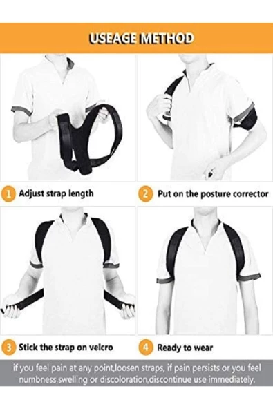 Deri Desenli Kemerli Ortopedik Omuz Dik Duruş Korsesi Medikal Dik Duruş Aparatı - Resim 3