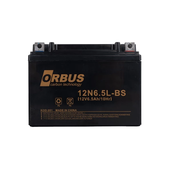 ORBUS 12N6.5L-BS 12V 6.5A MOTOSİKLET AKÜSÜ (139 X 66 X 100 MM) (2.05KG) - 2