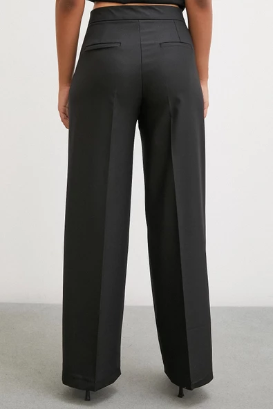 Geniş Paça Pantolon Siyah - 5