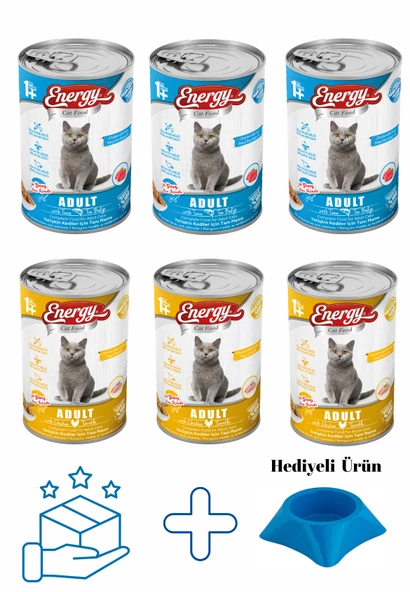 Ton Balıklı Yaş Konserve 400 Gr ve Tavuklu Yetişkin Kedi Maması 400 Gr - 3'er Adet