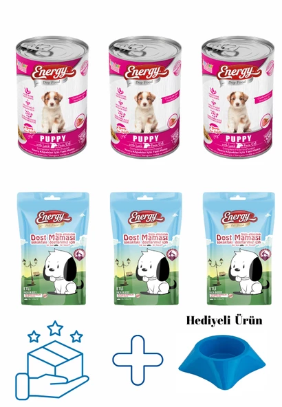 Kuzu Etli Yavru Yaş Konserve Köpek 400 Gr Dostluk Maması 125 Gr - 3'er Adet