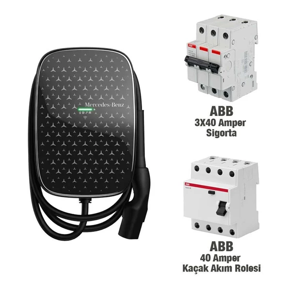 Mercedes-Benz Wallbox Duvardan Araç Şarj Ünitesi+Abb Basıc 3X40 Amper Sigorta +40 Amper KAaçak Akım Rolesi - 2
