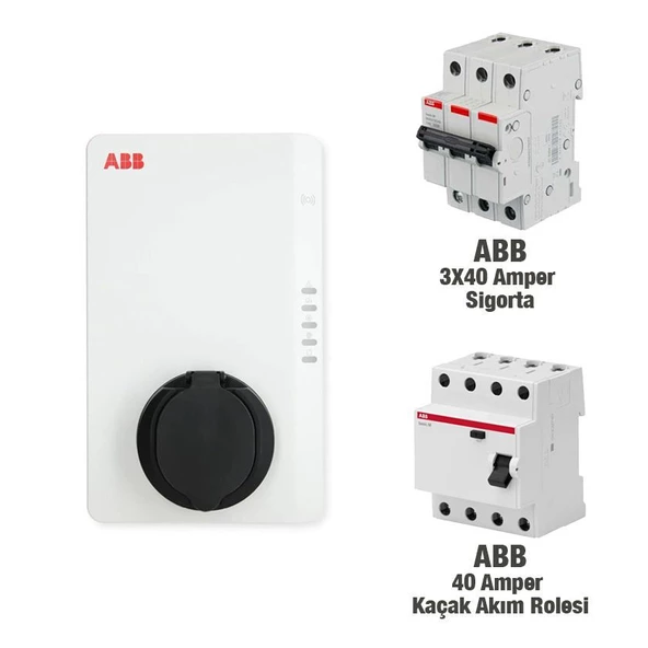 Terra Ac 22 kW Duvar Tipi Elektrikli Kablosuz Araç Şarj Ünitesi+Abb Basıc 3X40 Amper Sigorta +40 Amper KAaçak Akım Rolesi - 2