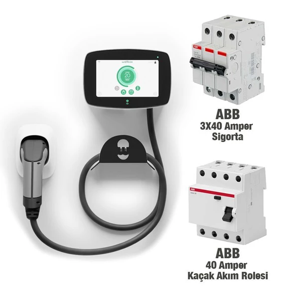 Wallbox Commander 2 22 Kw 5 Metre Kablolu Elektrili Araç Şarj İstasyonu+Abb Basıc 3X40 Amper Sigorta +40 Amper Kaçak Akım Rolesi - 2